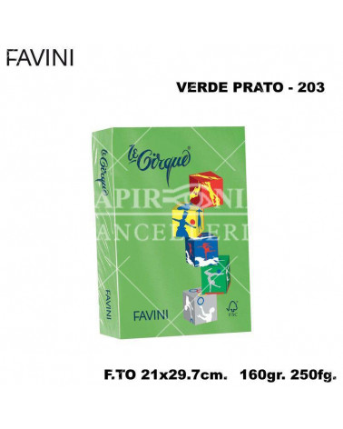 FAVINI CARTA A4 160gr.250fg.VERDE PRATO-FORTE-FOTOCOPIE