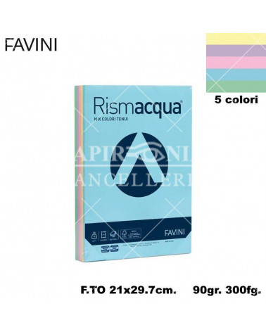 FAVINI RISMACQUA MIX A4 90gr.300fg.ASSORTITA-FOTOCOPIE