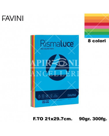 FAVINI RISMALUCE MIX A4 90gr.300fg.ASSORTITA-FOTOCOPIE