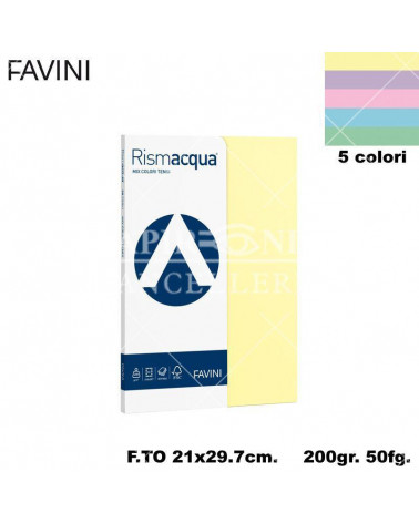 FAVINI RISMACQUA MIX SMALL A4 200gr.50fg.ASSORTITA-FOTOCOPIE