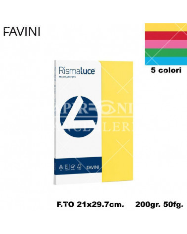 FAVINI RISMALUCE MIX SMALL A4 200gr.50fg.ASSORTITA-FOTOCOPIE