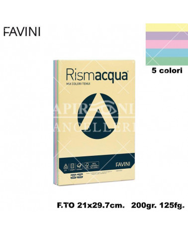 FAVINI RISMACQUA MIX A4 200gr.125fg.ASSORTITA-FOTOCOPIE
