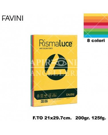 FAVINI RISMALUCE MIX A4 200gr.125fg.ASSORTITA-FOTOCOPIE