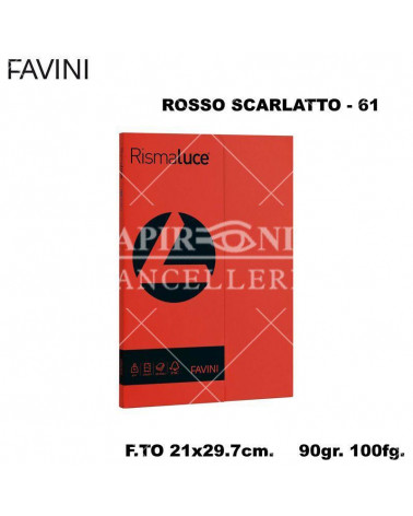 FAVINI RISMALUCE SMALL A4 90gr.100fg.SCARLATTO-FOTOCOPIE