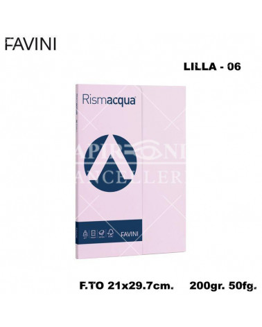FAVINI RISMACQUA SMALL A4 200gr.50fg.LILLA-FOTOCOPIE