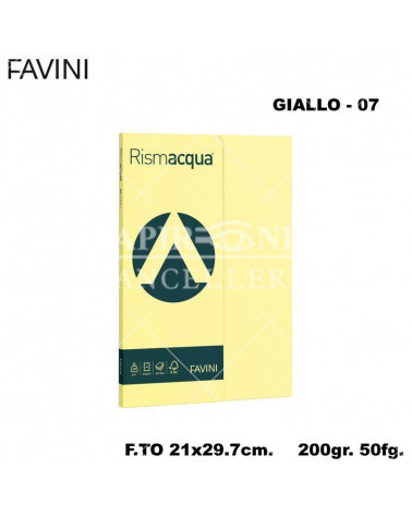 FAVINI RISMACQUA SMALL A4 200gr.50fg.GIALLO-FOTOCOPIE