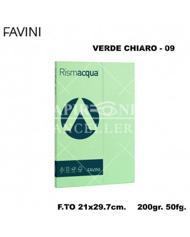 FAVINI RISMACQUA SMALL A4 200gr.50fg.VERDE CHIARO-FOTOCOPIE