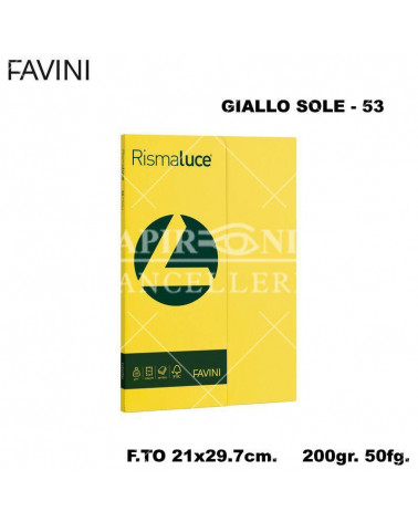 FAVINI RISMALUCE SMALL A4 200gr.50fg.GIALLO SOLE-FOTOCOPIE