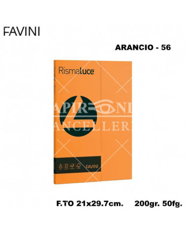 FAVINI RISMALUCE SMALL A4 200gr.50fg.ARANCIO-FOTOCOPIE