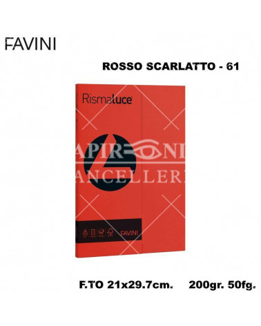 FAVINI RISMALUCE SMALL A4 200gr.50fg.SCARLATTO-FOTOCOPIE