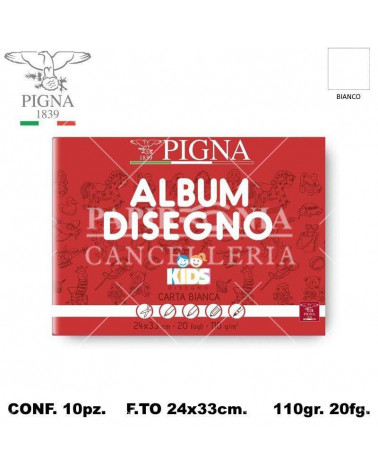 PIGNA ALBUM 24X33 20FG. DISEGNO-BIANCO [10PZ]