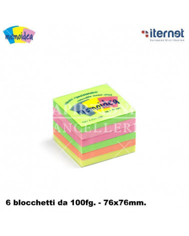 MEMOIDEA NOTES ADESIVI 76x76 COLORATI NEON [6PZ]