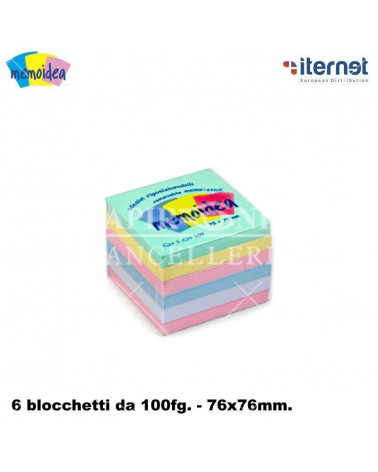 MEMOIDEA NOTES ADESIVI 76x76 COLORATI PASTELLO [6PZ]
