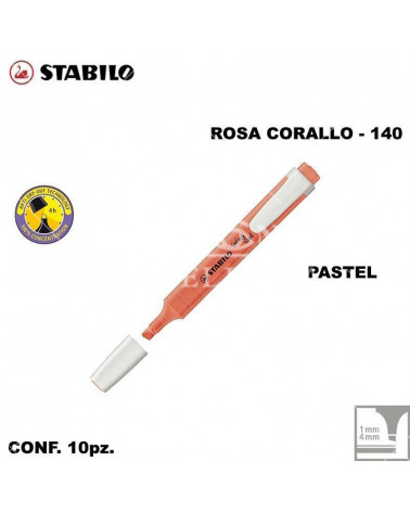 STABILO SWING COOL PASTEL ROSA CORALLO EVIDENZIATORE-140 [10PZ]