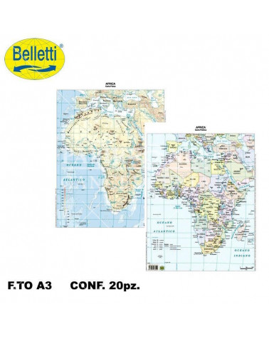 BELLETTI CARTINA FISICO POLITICA  AFRICA [20PZ]