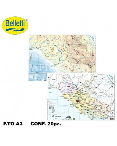 BELLETTI CARTINA FISICO POLITICA  LAZIO [20PZ]