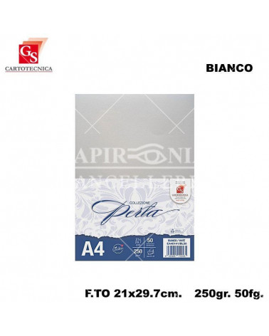 GS CARTONCINI A4 PERLA BIANCO 50PZ.250GR.