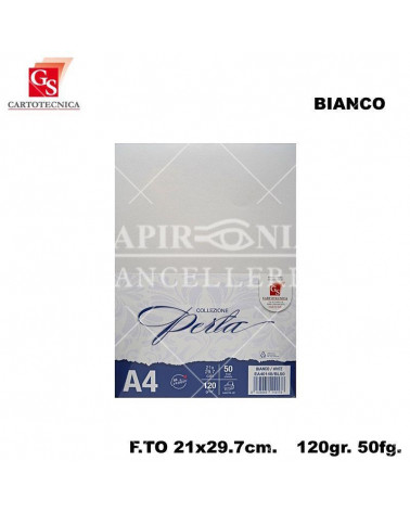 GS FOGLI A4 PERLA BIANCO 50PZ.120GR.