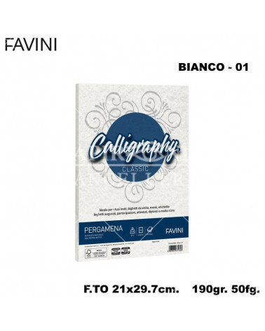 FAVINI PERGAMENA CALLIGRAPHY 190GR.50FG.A4 BIANCO 01