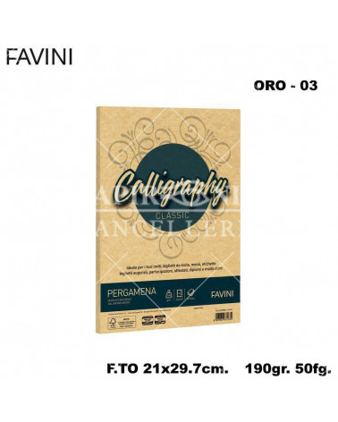 FAVINI PERGAMENA CALLIGRAPHY 190GR.50FG.A4 ORO 03