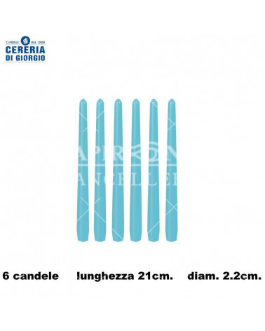 CERERIA DI GIORGIO CANDELA CONICA 21CM.CELESTE [6PZ]