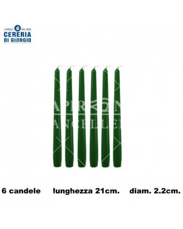 CERERIA DI GIORGIO CANDELA CONICA 21CM.VERDE SCURO [6PZ]