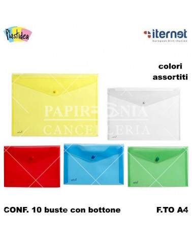 ITERNET BUSTE BOTTONE A4 10PZ. ASSORTITE