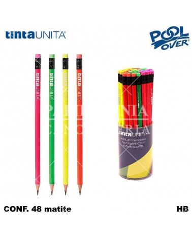 TINTA UNITA MATITA CON GOMMA HB FLUO 48pz.41862