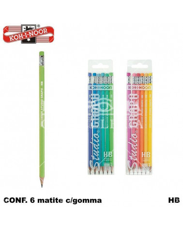 KIN ASTUCCIO 6 MATITE C/GOMMA HB PASTEL DH3706-THB