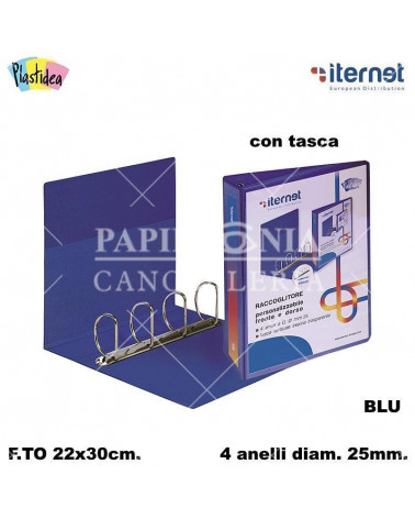 ITERNET RACCOGLITORE PERS.22X30 025 C/TASCA 4 ANELLI-BLU