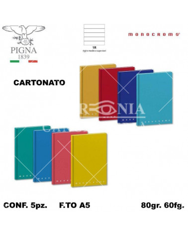 MONOCROMO QUADERNO CARTONATO 62FG. 1R [5PZ]