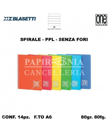 BLASETTI MINIQUAD.SPIRALE A6 NO FORI 80fg.PPL ONE COLOR 1R [14PZ]