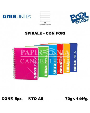 TINTA UNITA QUADERNO SPIRALE FORI 144FG 1R 51356-90651 [5PZ]