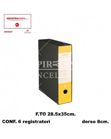 BREFIOCART REGISTRATORE NERO 28X35 DORSO 8 GIALLO
