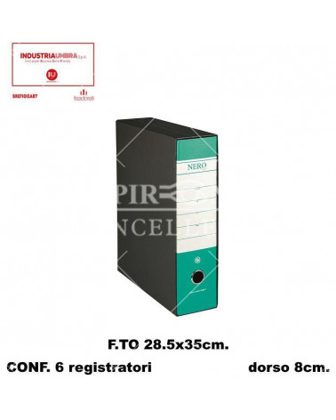 BREFIOCART REGISTRATORE NERO 28X35 DORSO 8 VERDE