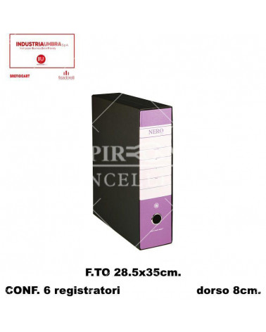 BREFIOCART REGISTRATORE NERO 28X35 DORSO 8 FUXIA