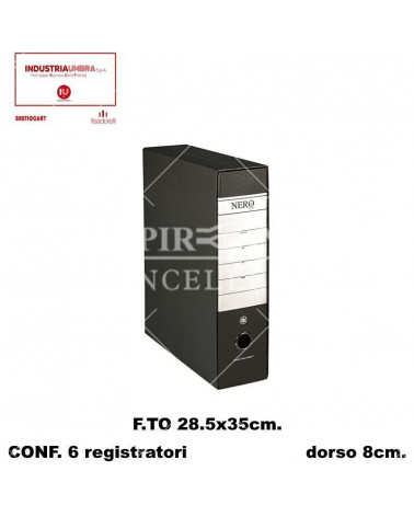 BREFIOCART REGISTRATORE NERO 28X35 DORSO 8 NERO