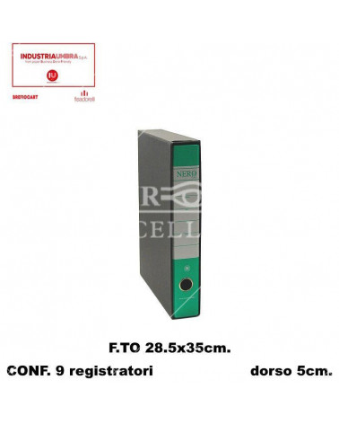 BREFIOCART REGISTRATORE NERO 28X35 DORSO 5 VERDE