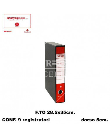 BREFIOCART REGISTRATORE NERO 28X35 DORSO 5 ROSSO