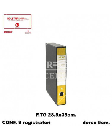 BREFIOCART REGISTRATORE NERO 28X35 DORSO 5 GIALLO
