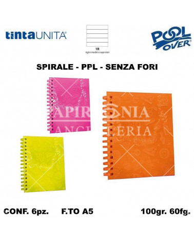 TINTA UNITA GLOW QUADERNO SPIR. PVC NO FORI 60fg.1R [6PZ]
