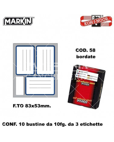 MARKIN ETICHETTE ADESIVE 10CF. 10FG. COD.58 83X53 BORDATE