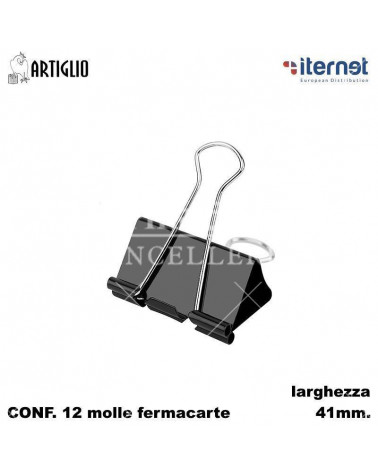 ITERNET MOLLA FERMACARTE 4.1CM.12PZ. 510/1-DOUBLE CLIPS