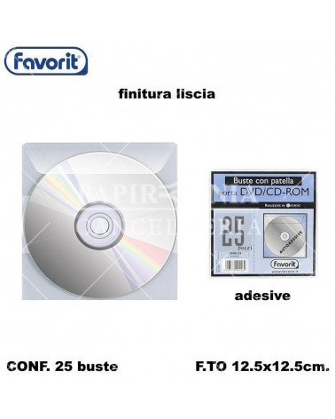 FAVORIT BUSTE PORTA CD ADESIVE 25PZ. CON PATELLA