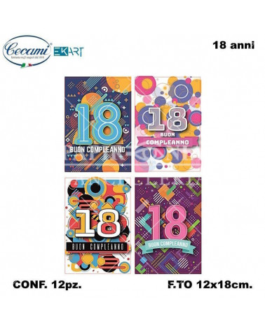 CECAMI BIGLIETTI BUON COMPLEANNO 18 ANNI 00202 [12PZ]