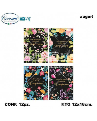 CECAMI BIGLIETTI TANTI AUGURI BLACK FEMMINILE 00217 [12PZ]
