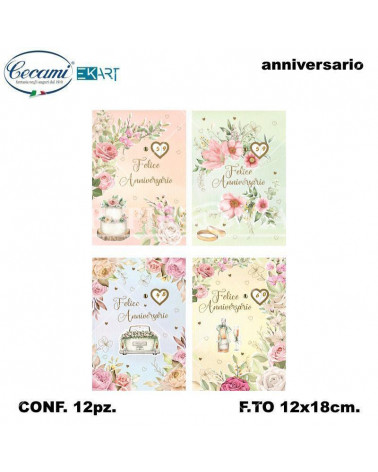 CECAMI BIGLIETTI FELICE ANNIVERSARIO DOPPIA ROTELLA 10191 [12PZ]