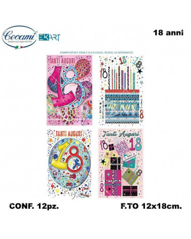 CECAMI BIGLIETTI BUON 18 COMPLEANNO FA00143BC [12PZ]