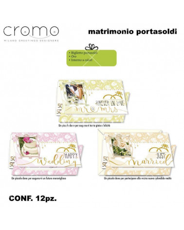 CROMO BIGLIETTI MATRIMONIO PORTASOLDI NO.8206 [12PZ]