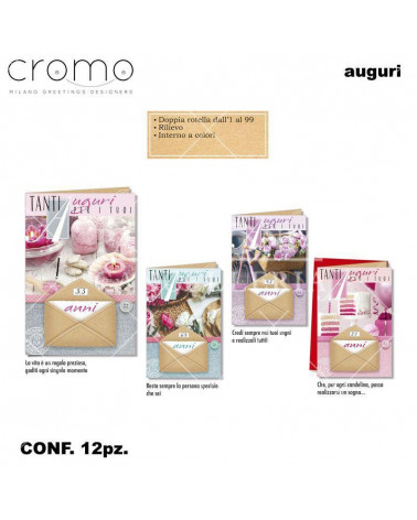 CROMO BIGLIETTI AUGURI FEMMINILE ROTELLA BC.9056 [12PZ]